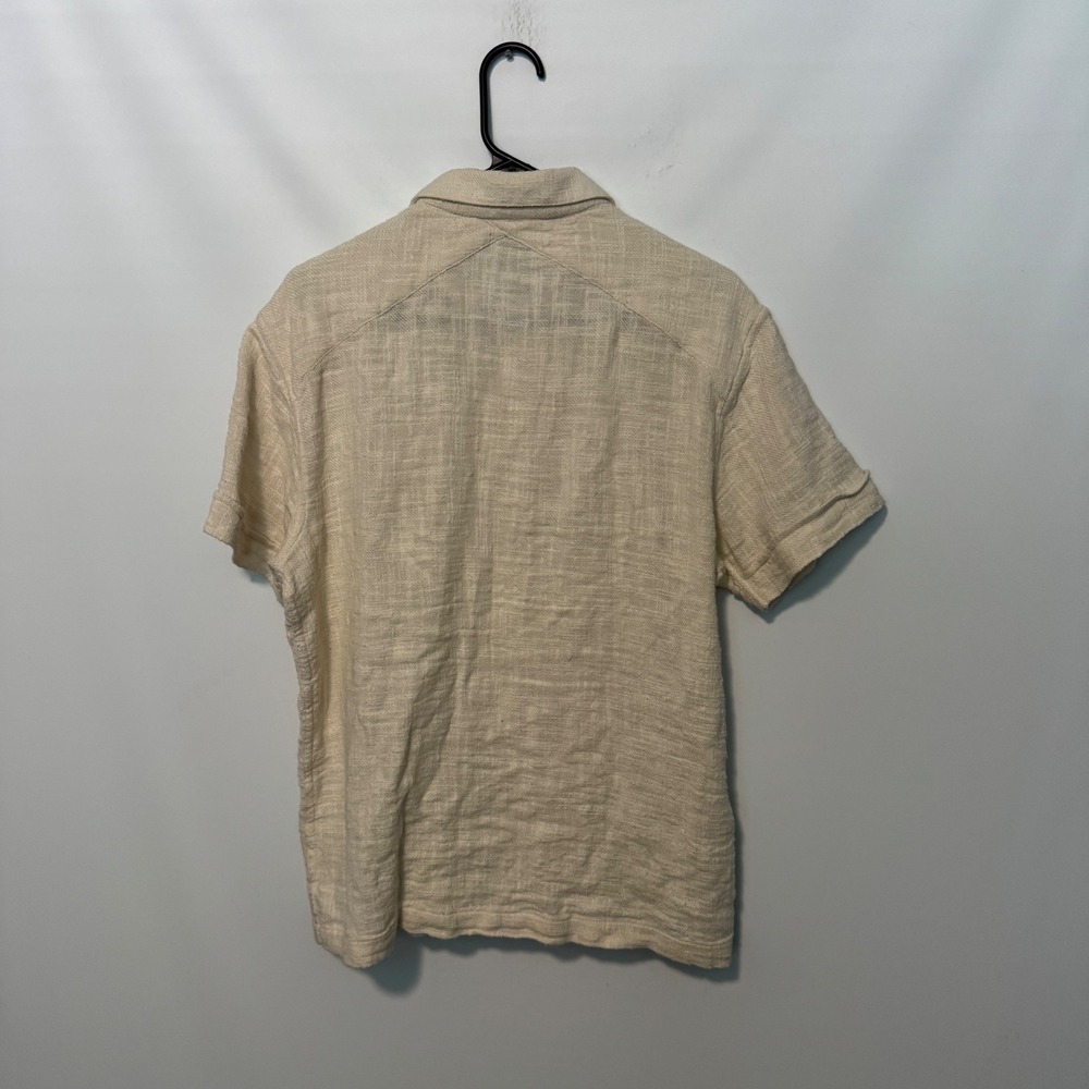 3sixteen Vacation Shirt Mens Medium Cream Textured Cotton Gauze Short Sleeve - Picture 8 of 10